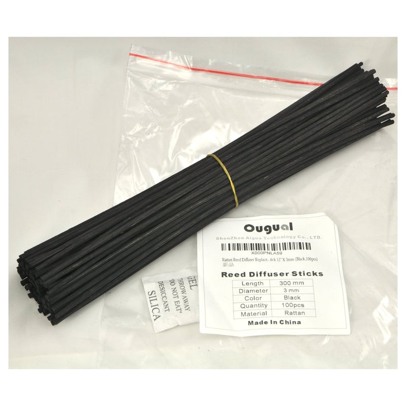 Ougual 100 Pieces Coloring Rattan Reed Diffuser Replacement Refill Sticks (8" x 3mm, Black) - Image 3